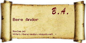 Bere Andor névjegykártya
